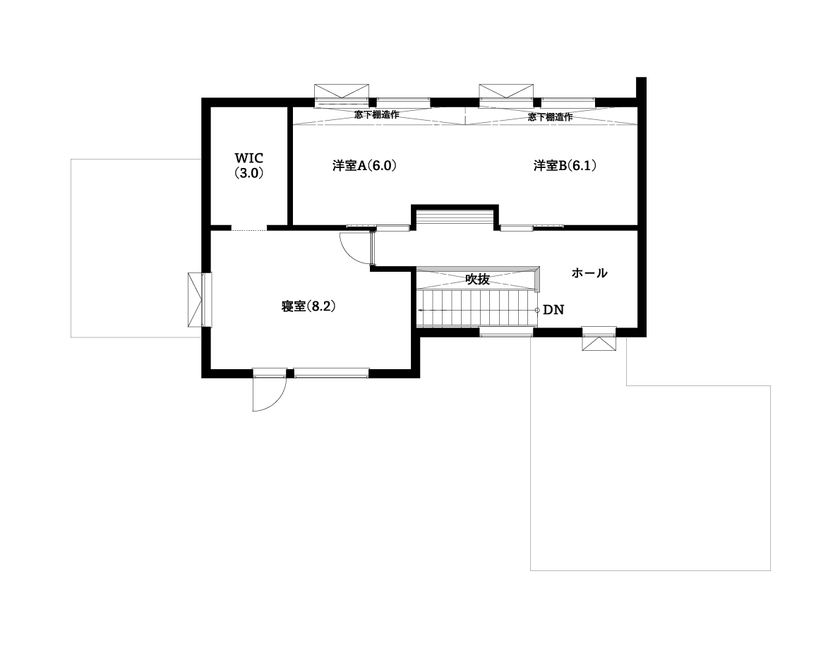ロゴスホーム 【2000万円台/間取図/カーポート】木のぬくもりがモダンな家の間取り図（3LDK）2階