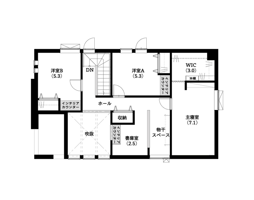 ロゴスホーム 【2000万円台/間取図/４LDK】ライフスタイルを愉しむ西海岸テイストの家の間取り図（4LDK）2階