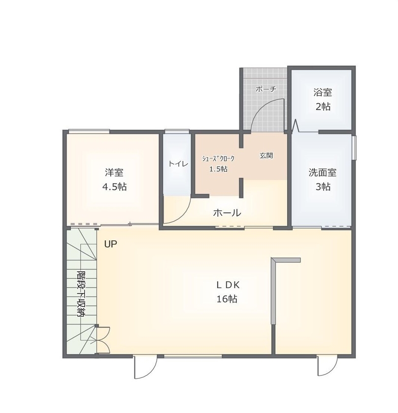 ロゴスホーム 【間取図４LDK】木のぬくもりを感じるカフェスタイルの間取り図（４LDK＋SC）１階
