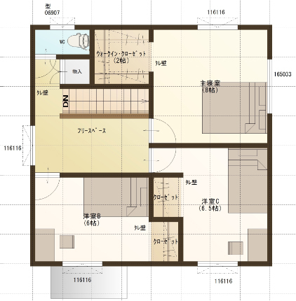 ロゴスホーム 【1000万円台/ZEH住宅/北欧テイスト】北海道仕様×適正価格 で叶える光熱費を気にしない暮らしの間取り図（4LDK）2階