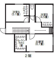 ロゴスホーム 【1000万円台｜収納充実｜アクセントクロス】実用性と充実の標準装備も魅力　豊富な選択肢から理想の形に！の間取り図（4LDK）2階