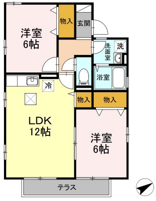 廿日市市桜尾本町のアパートの間取り