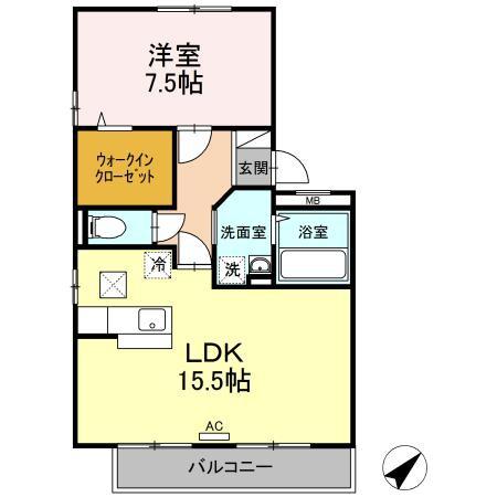 安来市黒井田町のアパートの間取り