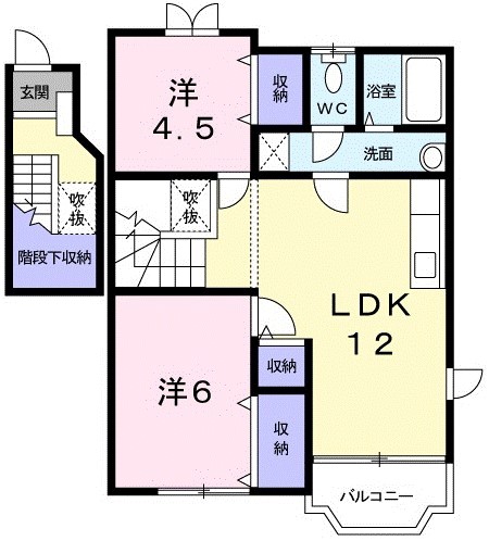 安芸郡熊野町萩原のアパートの間取り