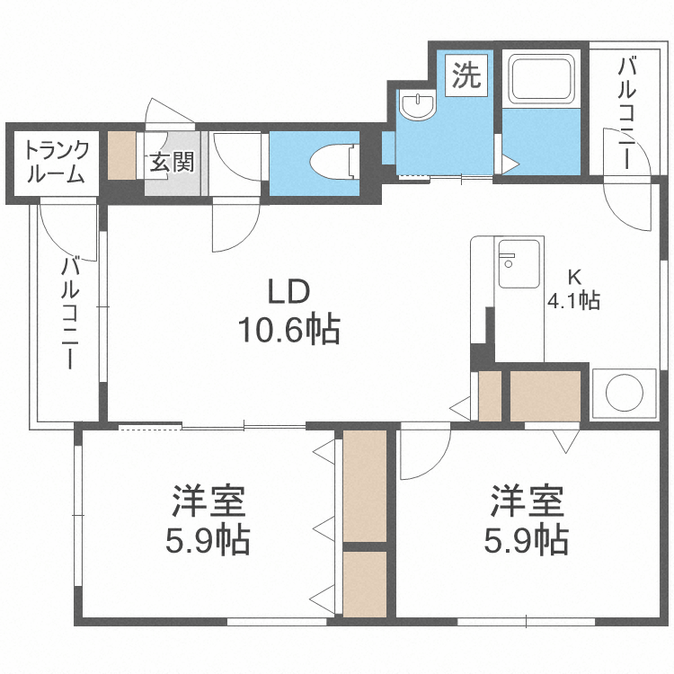 札幌市中央区南八条西のマンションの間取り