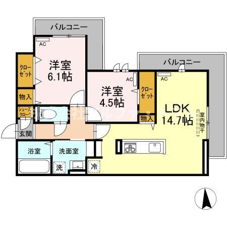 【ヒルクレスト上之町の間取り】