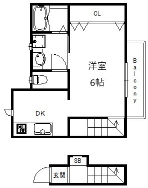 【神戸市北区鈴蘭台東町のアパートの間取り】