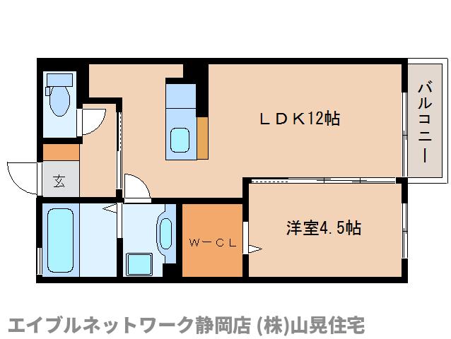 静岡市葵区川合のアパートの間取り