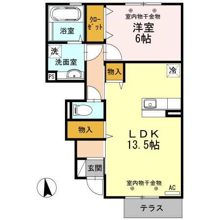 D-room西荒屋　A棟の間取り