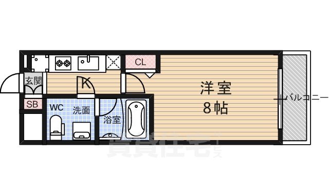 京都市右京区西院東貝川町のマンションの間取り