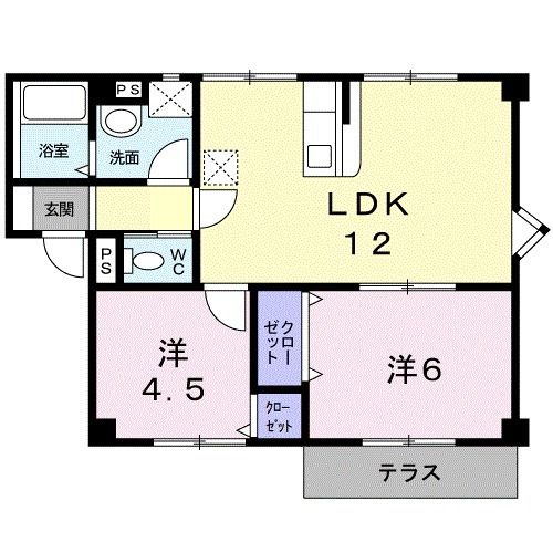 久留米市三潴町玉満のアパートの間取り