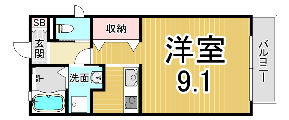 神戸市長田区本庄町のアパートの間取り