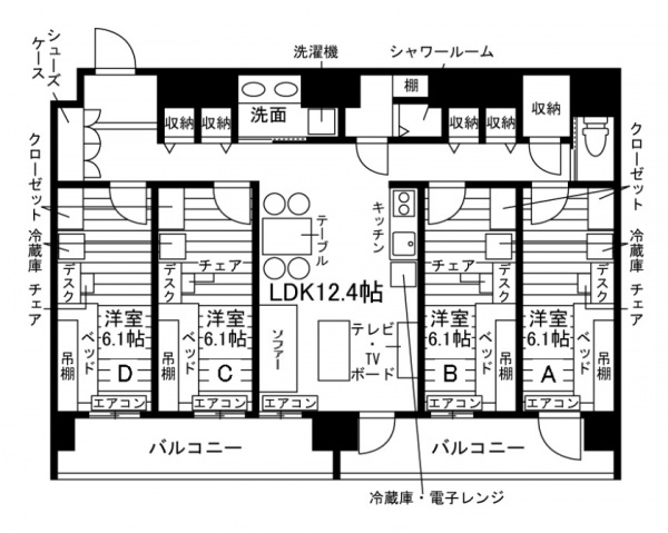 学生会館 ロイヤル周船寺南の間取り