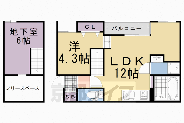 向日市上植野町のマンションの間取り