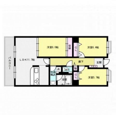 福岡市早良区百道浜のマンションの間取り