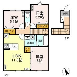 千歳市あずさのアパートの間取り