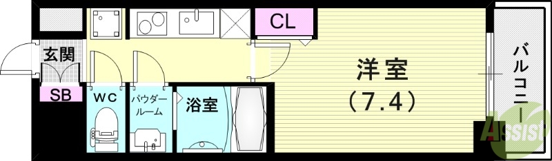 神戸市兵庫区下沢通のマンションの間取り