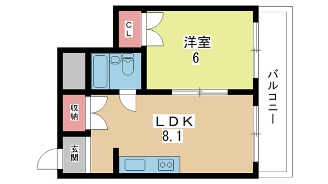 豊中市箕輪のマンションの間取り