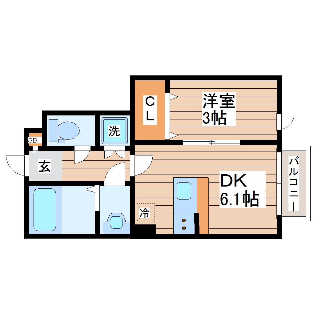 仙台市青葉区高松のアパートの間取り