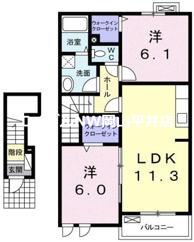 玉野市宇藤木のアパートの間取り