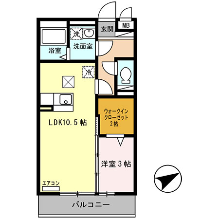 セジュール東阿保Ａ棟の間取り