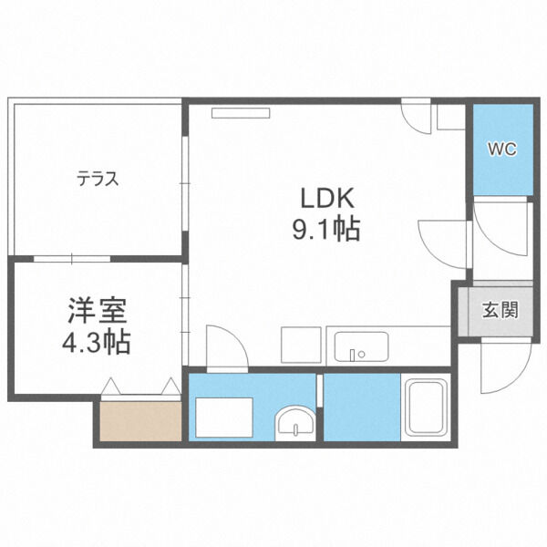 札幌市北区北二十二条西のマンションの間取り