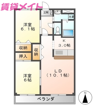 伊勢市小俣町宮前のアパートの間取り