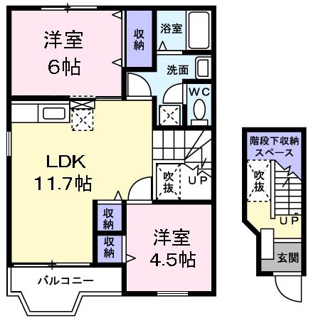 青梅市畑中のアパートの間取り