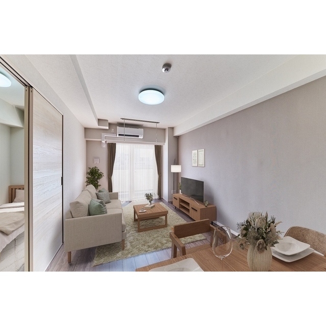 居室・リビング　家具・調度品等はＣＧ加工です。実際の賃