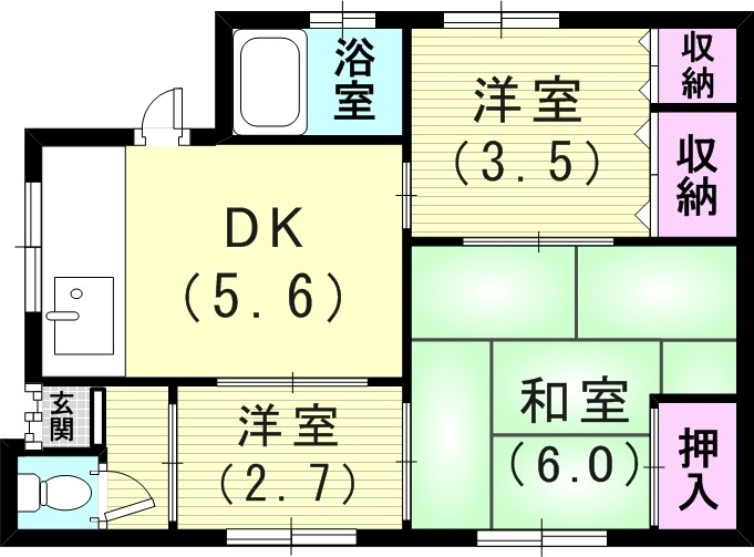 熊野町5丁目連棟住居の間取り写真