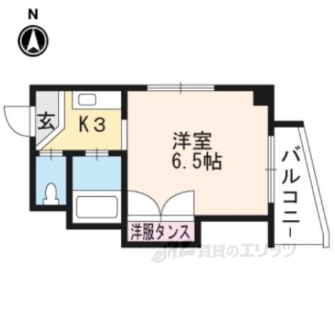 亀岡市大井町かすみケ丘のマンションの間取り