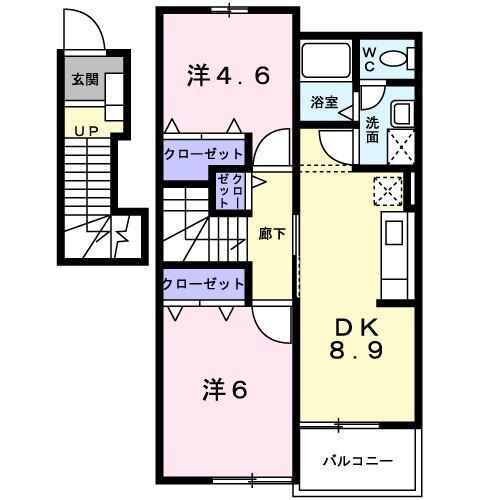 舞鶴市田中町のアパートの間取り