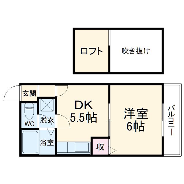 京都市西京区御陵谷町のアパートの間取り