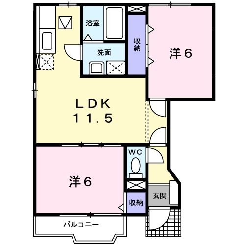 【尾道市福地町のアパートの間取り】