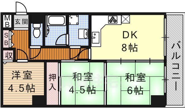 名古屋市中区松原のマンションの間取り