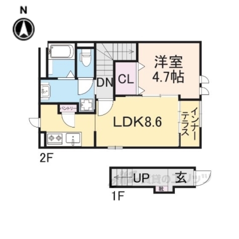 丹波市氷上町石生のアパートの間取り