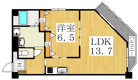 大阪市住吉区山之内のマンションの間取り