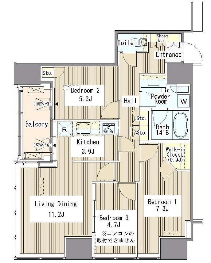 港区浜松町のマンションの間取り