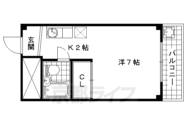 京都市山科区音羽稲芝のマンションの間取り