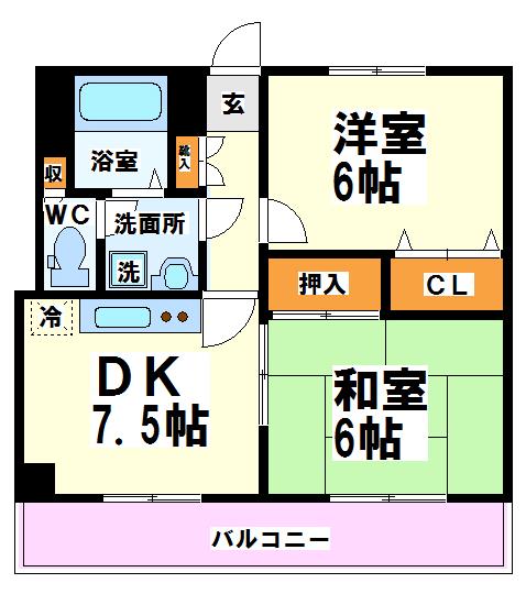 府中市緑町のマンションの間取り