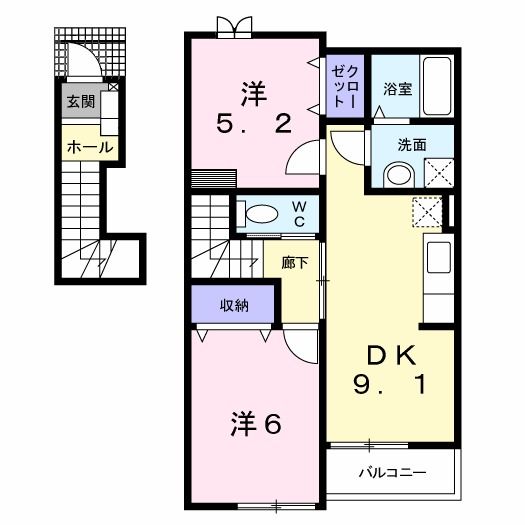 村上市坂町のアパートの間取り