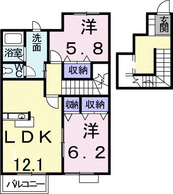 四日市市釆女町のアパートの間取り