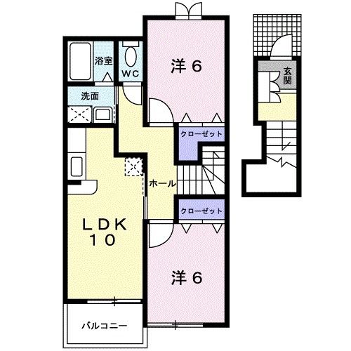 御坊市藤田町吉田のアパートの間取り