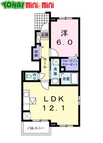 松阪市大塚町のアパートの間取り