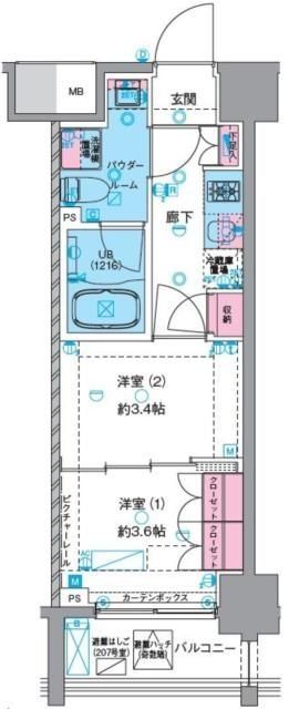 台東区今戸のマンションの間取り