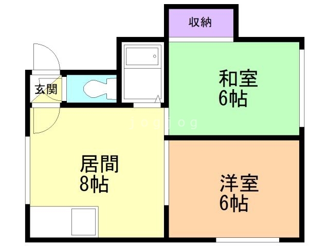 札幌市北区新川六条のアパートの間取り