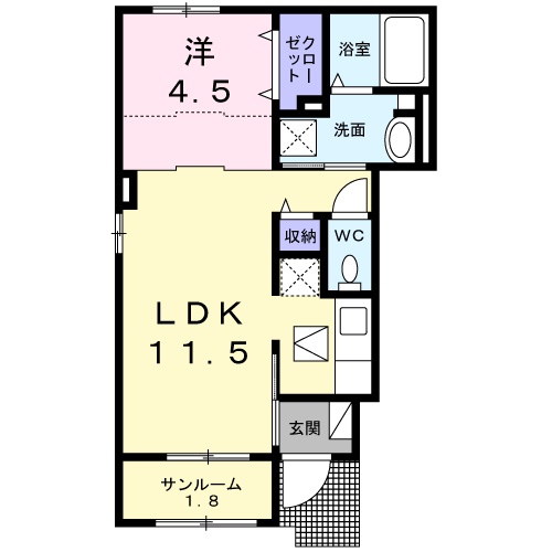 高砂市緑丘のアパートの間取り