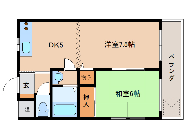 木津川市木津のアパートの間取り