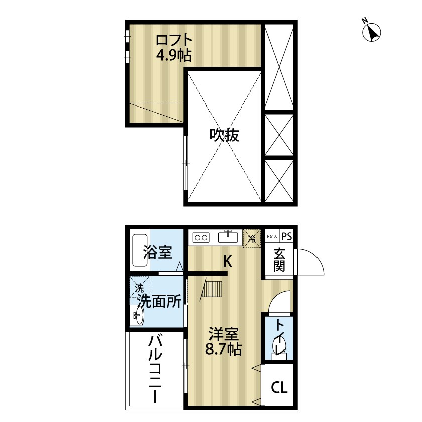 名古屋市西区市場木町のアパートの間取り