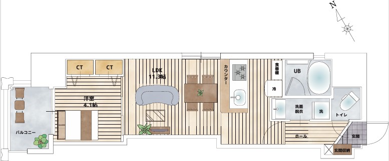 【BAUHAUS 平野町　NO.29の間取り】